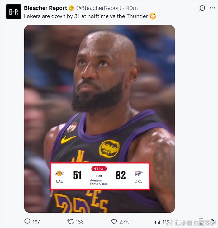 湖人惨败雷霆创耻辱纪录 东契奇伤退分差达45分